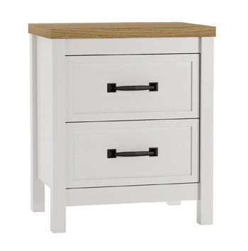 Kerisden - Two Drawer Night Stand - White / Brown - Hornell Furniture Outlet