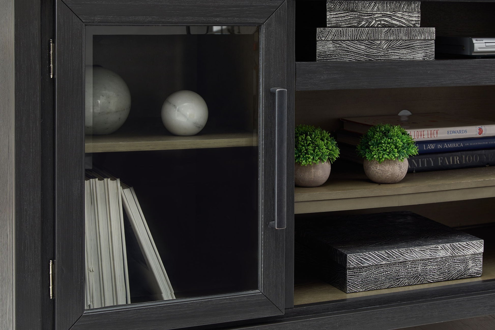 Foyland - Black / Brown - XL TV Stand w/Fireplace Option - Hornell Furniture Outlet