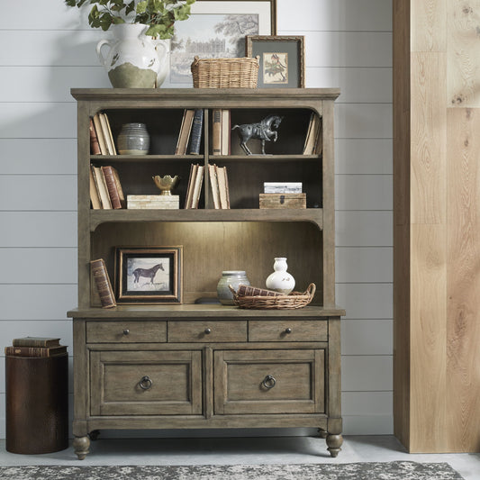 Americana Farmhouse - Credenza & Hutch - Light Brown - Hornell Furniture Outlet