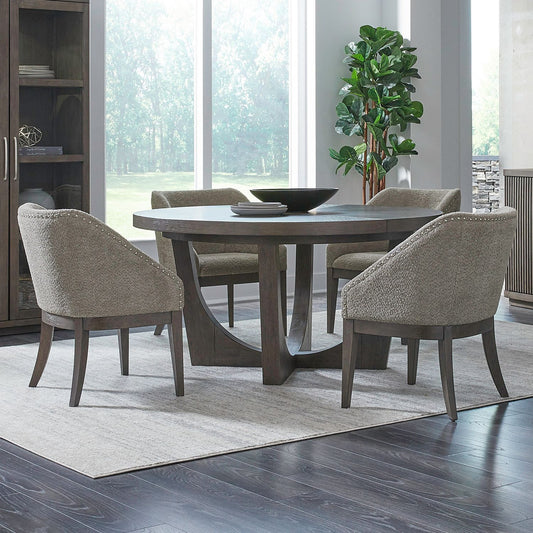 Cascade Falls - 5 Piece Pedestal Table Set - Satin Espresso - Hornell Furniture Outlet
