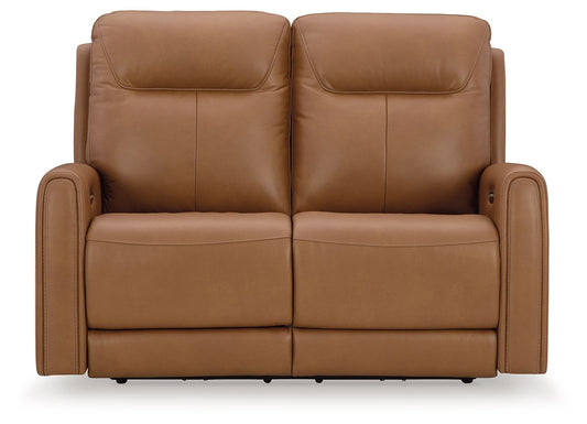 Tryanny - Butterscotch - Power Reclining Loveseat/ Adj Headrest - Hornell Furniture Outlet