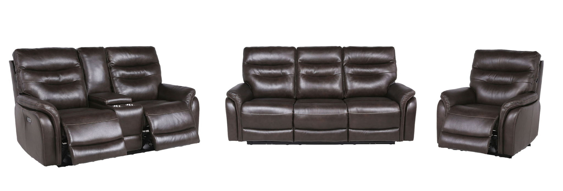 Fortuna - 3 Piece Dual Power Reclining Set - Coffee - Hornell Furniture Outlet