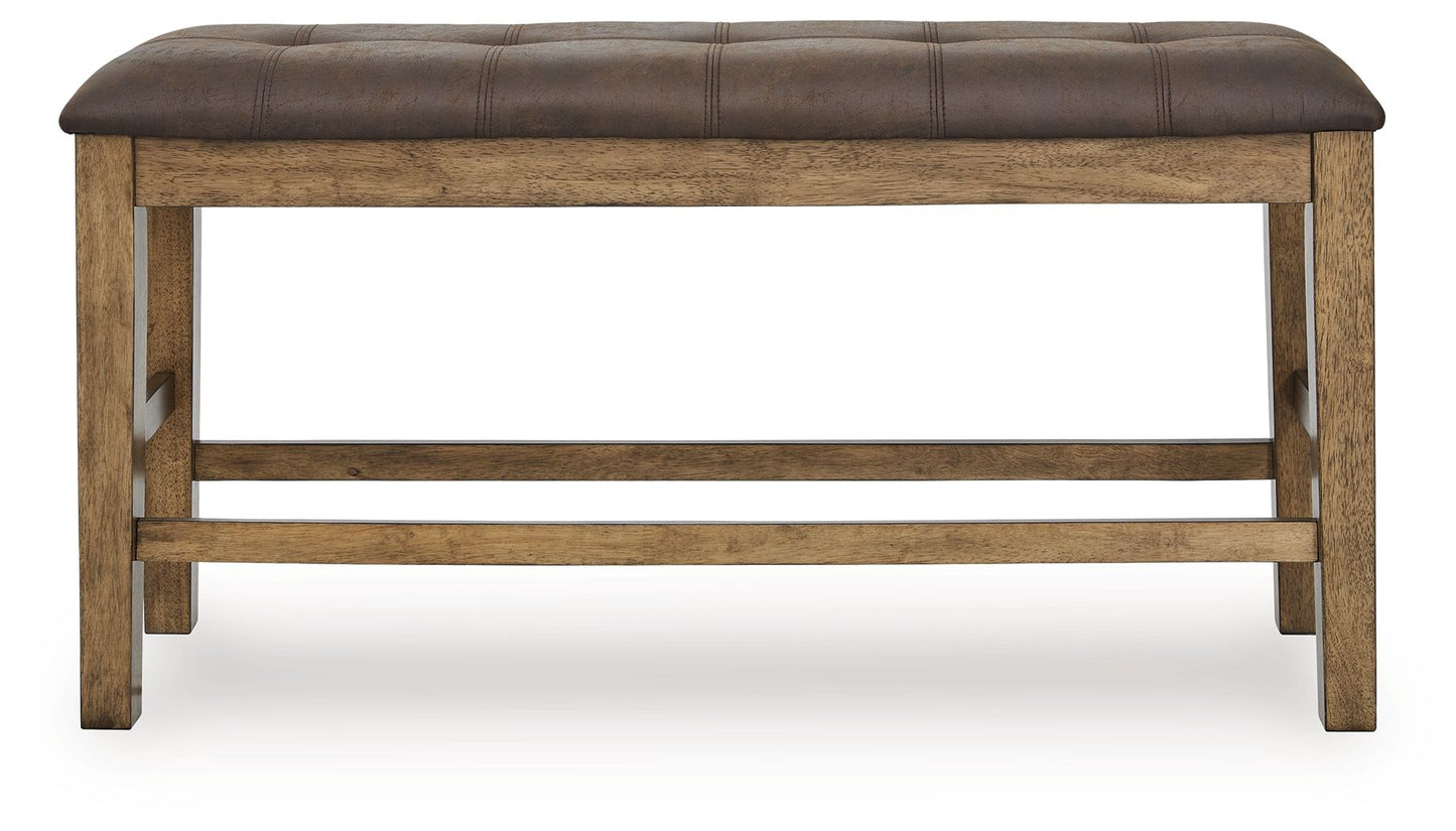 Urbinforte - Double Counter Height Upholstered Bench - Light Brown - Hornell Furniture Outlet