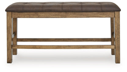 Urbinforte - Double Counter Height Upholstered Bench - Light Brown - Hornell Furniture Outlet