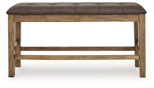 Urbinforte - Double Counter Height Upholstered Bench - Light Brown - Hornell Furniture Outlet