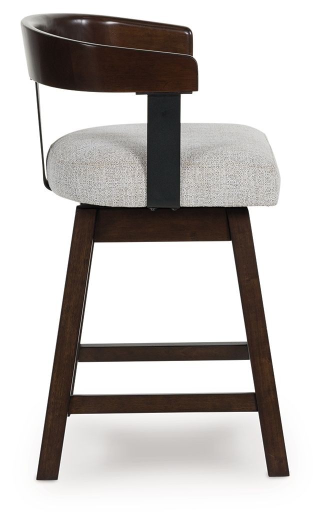 Haddigan - Dark Brown - Upholstered Swivel Barstool (Set of 2) - Hornell Furniture Outlet