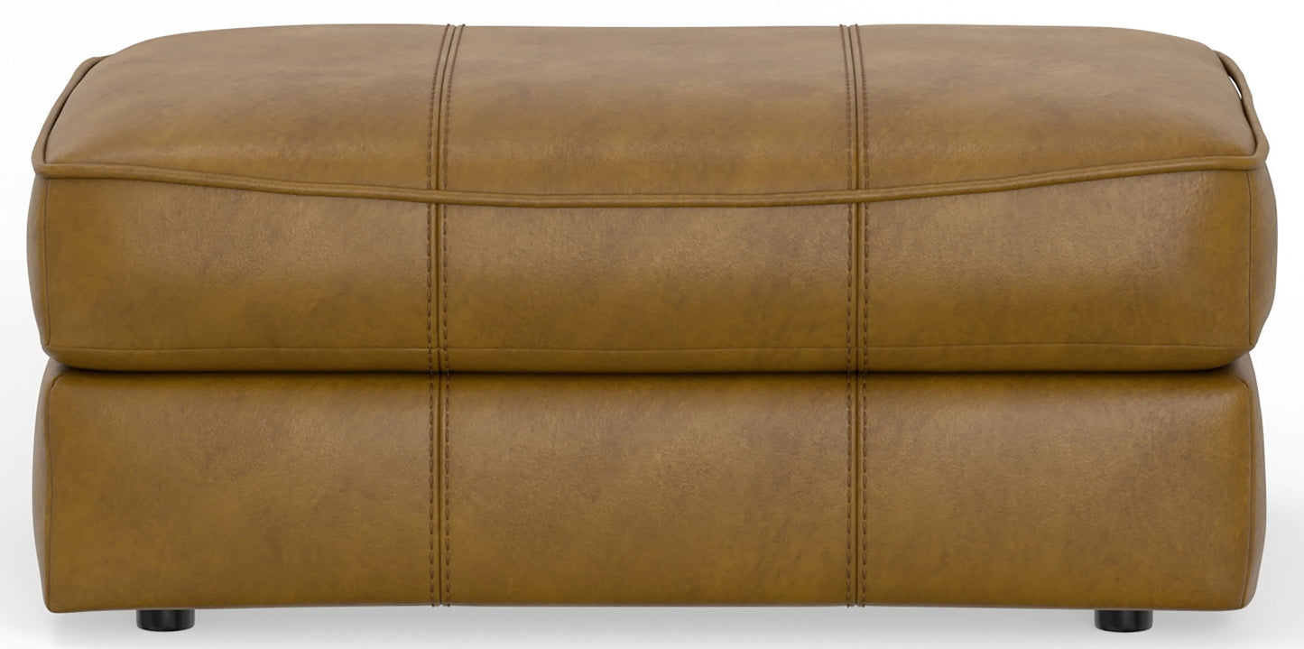 Corvara - Top Grain Italian Leather Match Ottoman - Caramel - Hornell Furniture Outlet