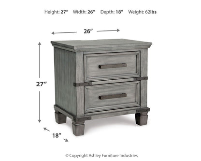 Russelyn - Gray - Two Drawer Night Stand - Hornell Furniture Outlet