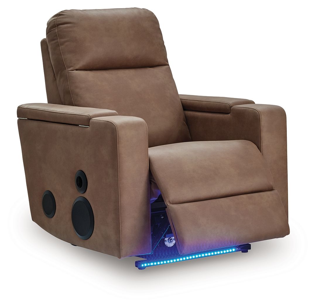 Lorrenton - Caramel - Glider Power Recliner With Audio System - Hornell Furniture Outlet