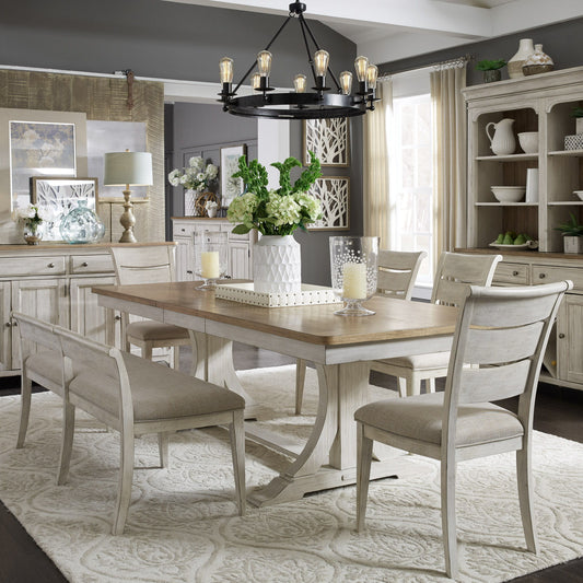 Farmhouse Reimagined - Trestle Table Set - Hornell Furniture Outlet