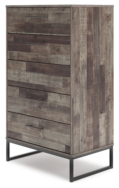 Neilsville - Black / Gray - Five Drawer Chest - Hornell Furniture Outlet