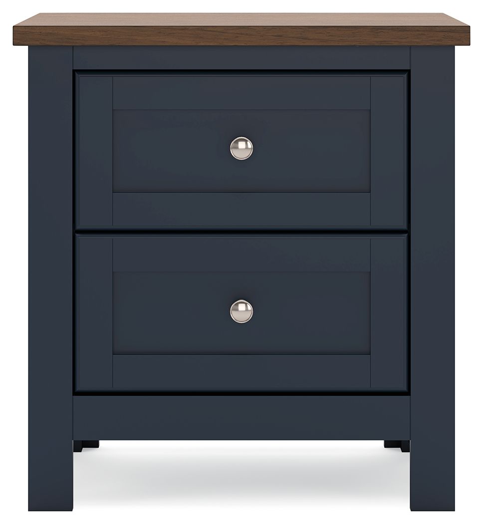 Landocken - Brown / Blue - Two Drawer Night Stand - Hornell Furniture Outlet