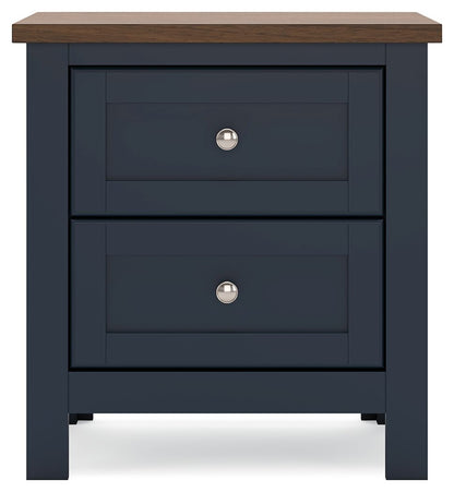 Landocken - Brown / Blue - Two Drawer Night Stand - Hornell Furniture Outlet