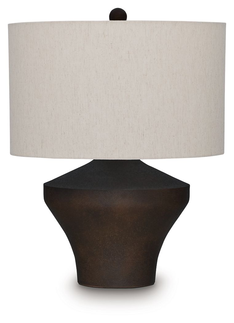 Dolanham - Metal Table Lamp - Distressed Brown - Hornell Furniture Outlet