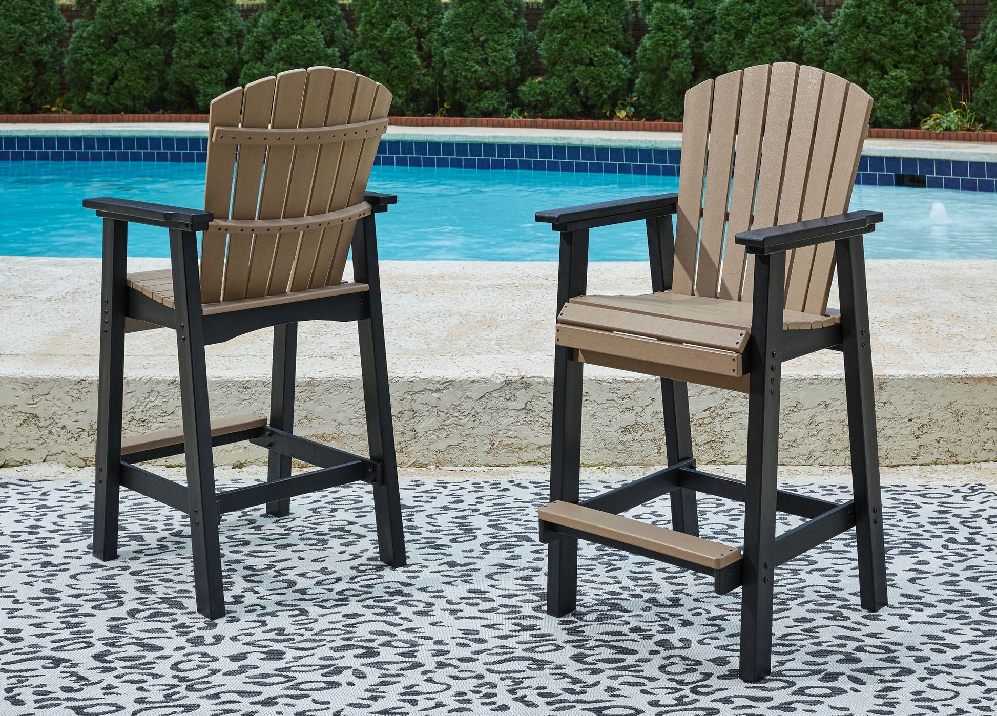 Fairen Trail - Black / Driftwood - Tall Barstool (Set of 2) - Hornell Furniture Outlet