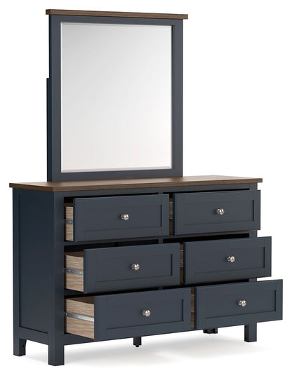 Landocken - Brown / Blue - Dresser and Mirror - Hornell Furniture Outlet