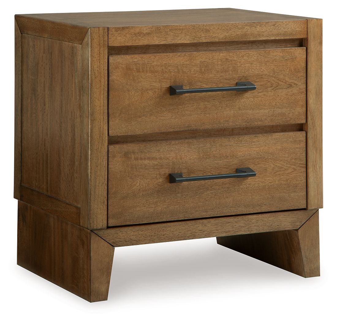 Sherbana - Light Brown - Two Drawer Night Stand - Hornell Furniture Outlet