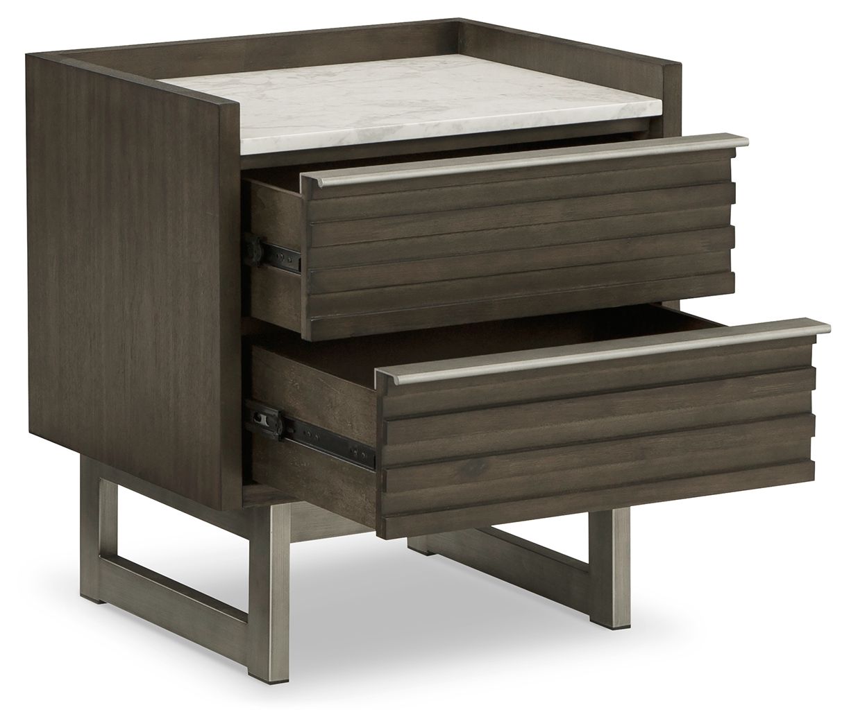 Arkenton - Grayish Brown / White - Two Drawer Night Stand - Hornell Furniture Outlet