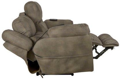 Flynn - Power Lay Flat Reclining Sofa Power Adjustable Headrest & Lumbar And Dual Heat & Massage - Fig - Hornell Furniture Outlet