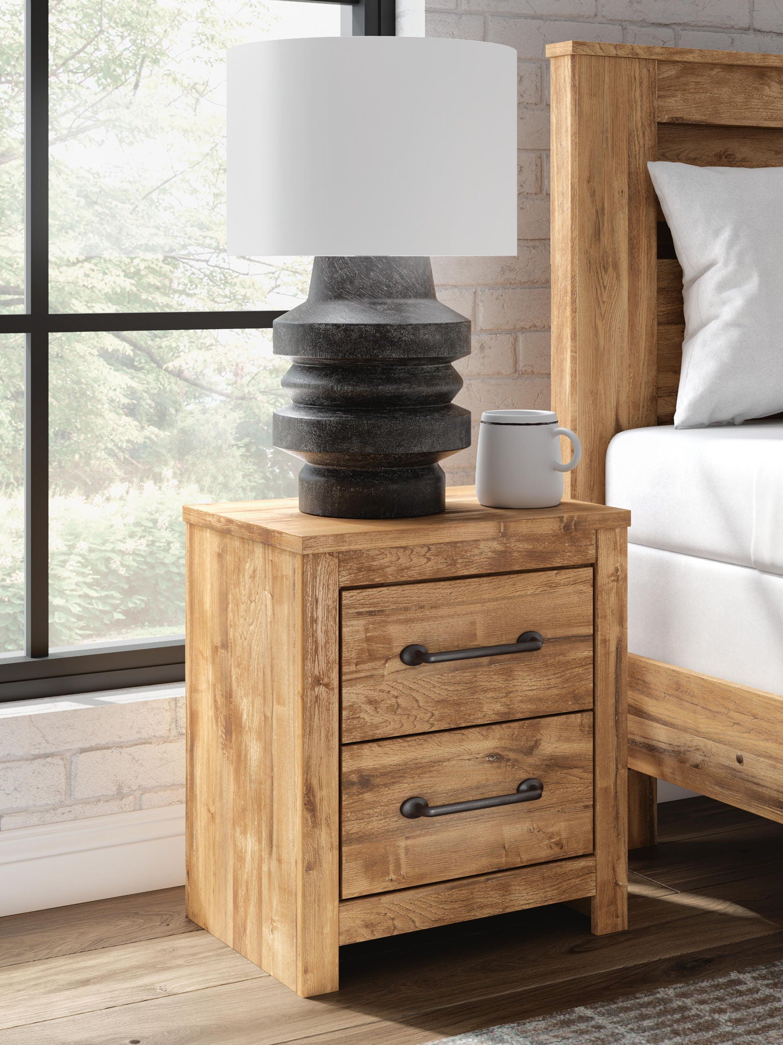 Maystonna - Two Drawer Night Stand - Brown - Hornell Furniture Outlet