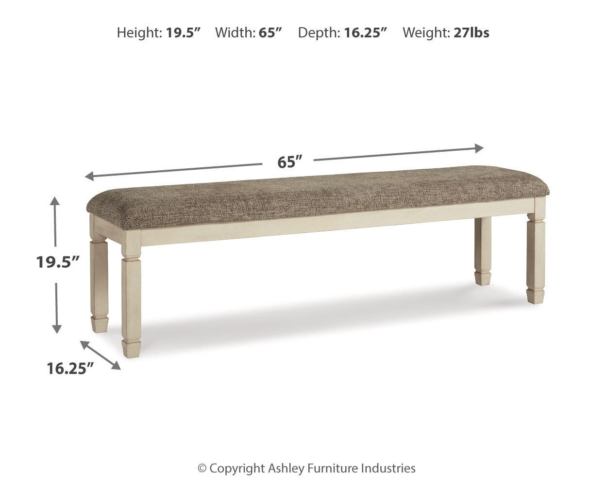 Bolanburg - Extra Large UPH DRM Bench - Brown / Beige - Hornell Furniture Outlet