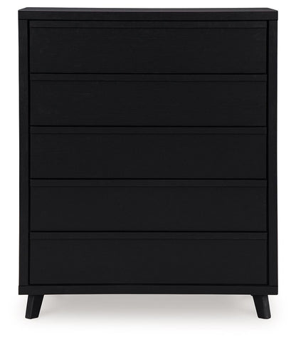 Danziar - Black - Five Drawer Wide Chest - Hornell Furniture Outlet