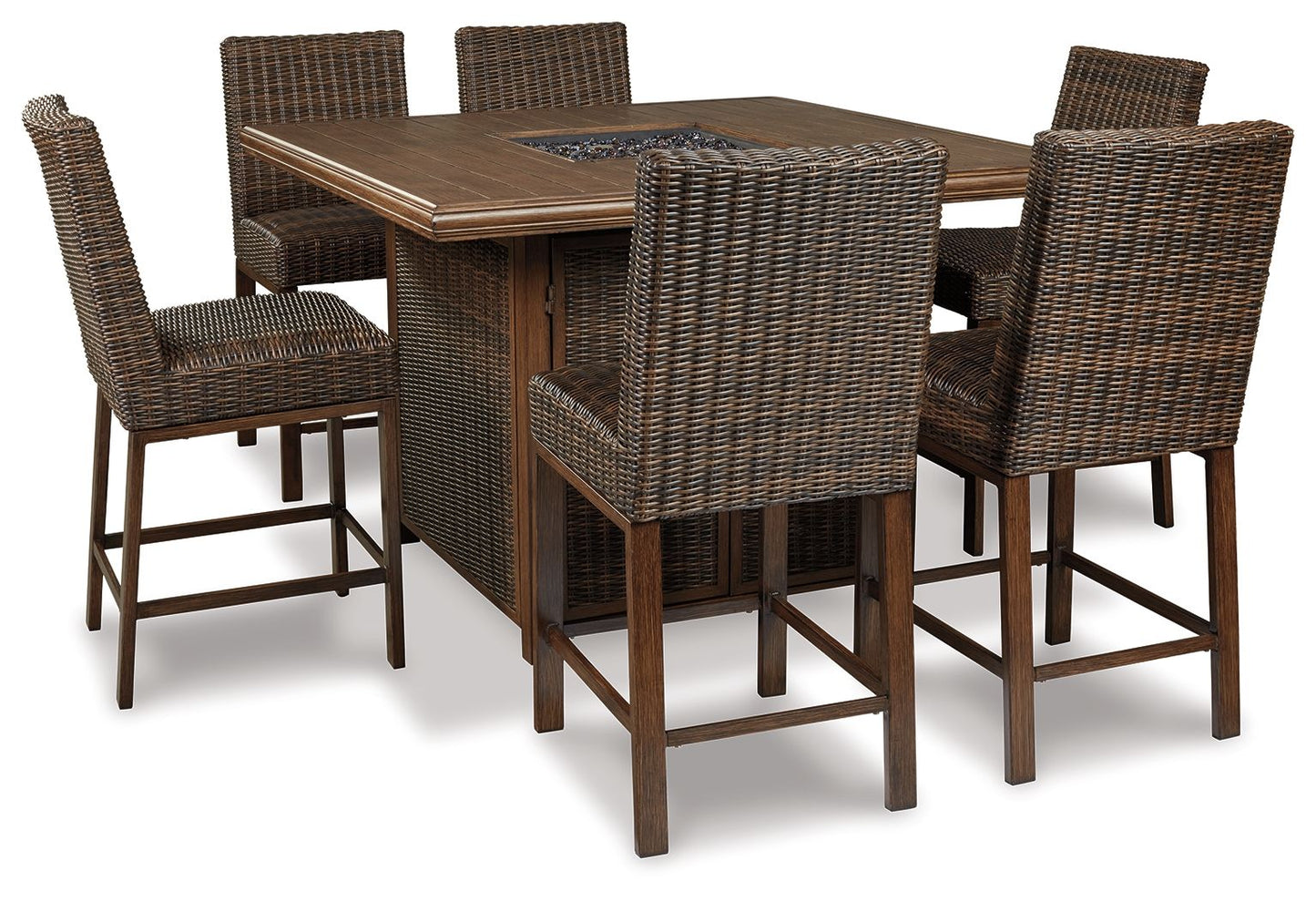 Paradise Trail - Square Bar Table w/Fire Pit - Medium Brown - Hornell Furniture Outlet