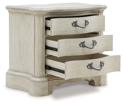 Arlendyne - Antique White - Three Drawer Night Stand - Hornell Furniture Outlet