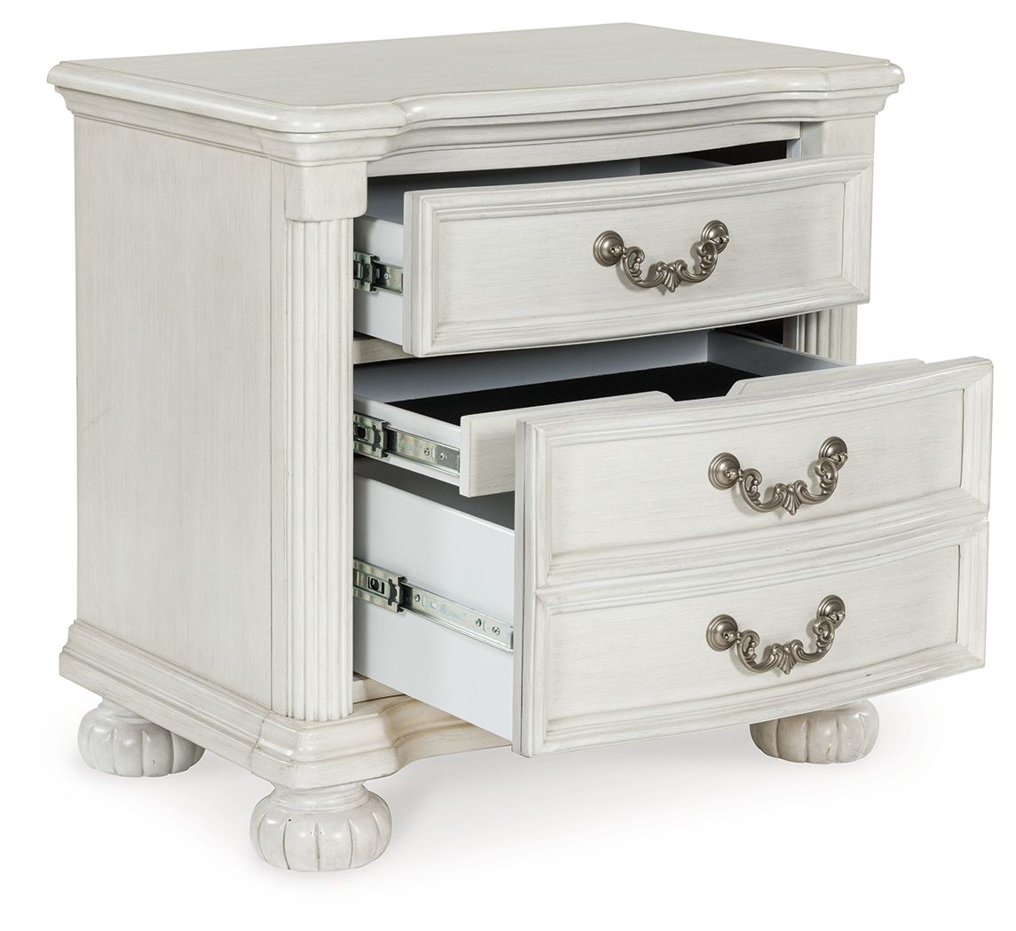 Montelaine - Antique White - Three Drawer Night Stand - Hornell Furniture Outlet