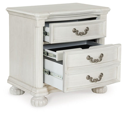 Montelaine - Antique White - Three Drawer Night Stand - Hornell Furniture Outlet