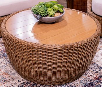 Double Point - Beige - Round Cocktail Table - Hornell Furniture Outlet