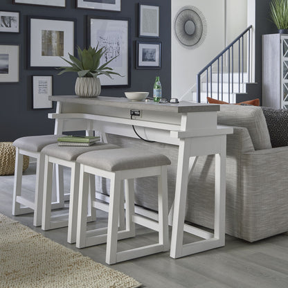 Palmetto Heights - 4 Piece Console Set (Console 3 Stools) - White - Hornell Furniture Outlet