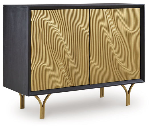 Tayner - Black / Gold Finish - Accent Cabinet - Hornell Furniture Outlet