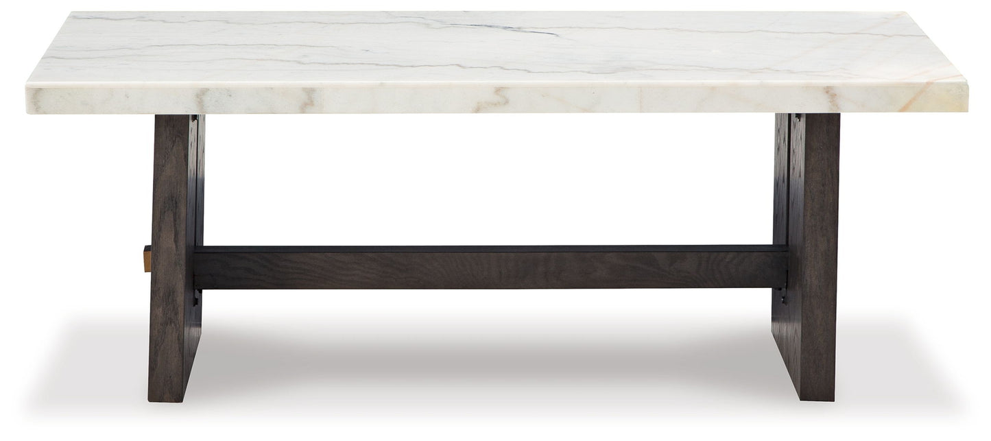 Burkhaus - White / Dark Brown - Rectangular Cocktail Table - Hornell Furniture Outlet