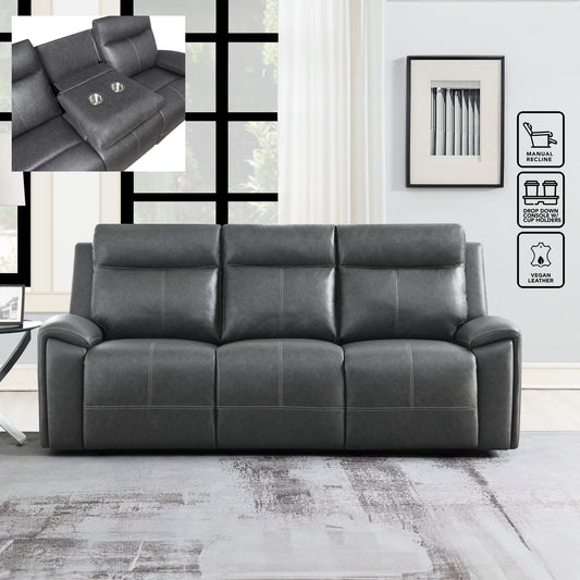 Gaston - Manual Reclining Loveseat - Gray - Hornell Furniture Outlet