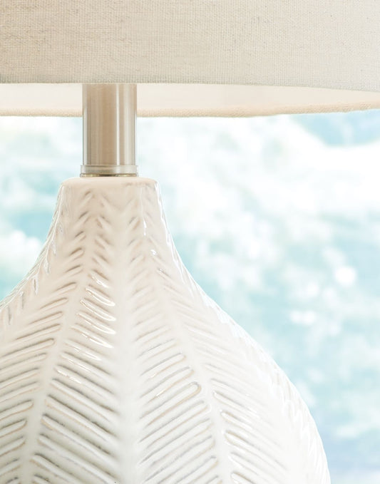 Rainermen - Off White - Ceramic Table Lamp - Hornell Furniture Outlet