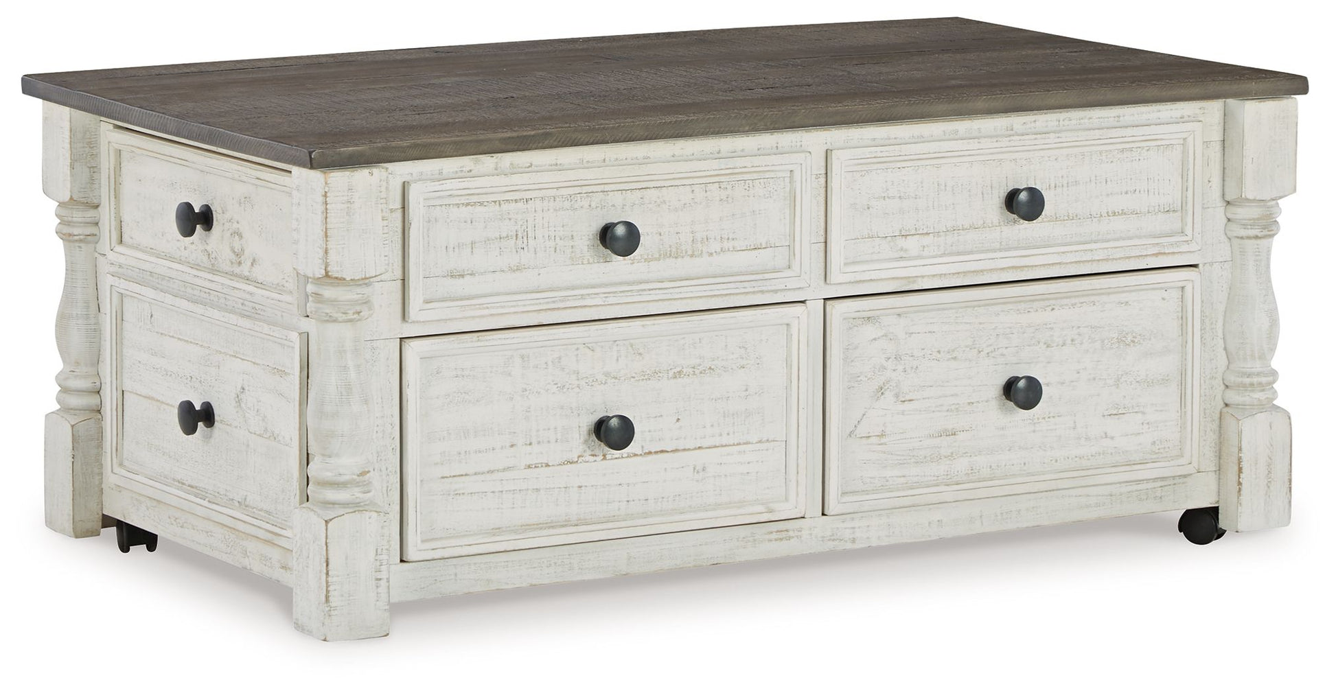 Havalance - Lift Top Cocktail Table with Storage Drawers - White / Gray - Hornell Furniture Outlet