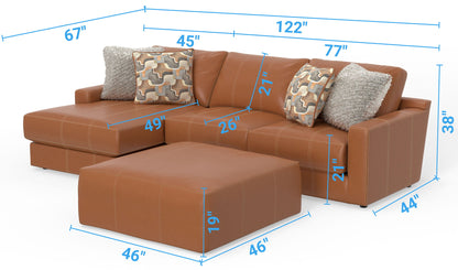 Minori - Italian Leather Sofa / Chaise And Cocktail Ottoman - Hornell Furniture Outlet