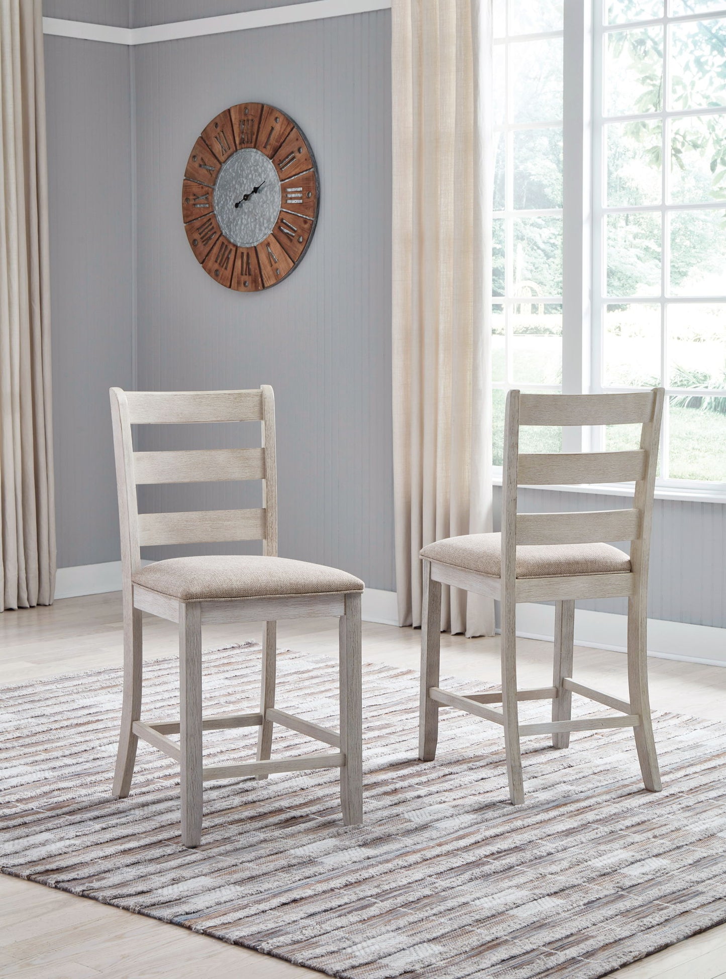 Skempton - Upholstered Barstool (Set of 2) - White - Hornell Furniture Outlet