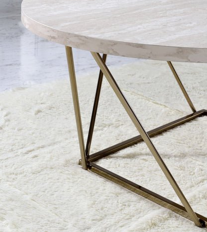 Rowyn - 3 Piece Table Set, Faux Marble Paper Top - White - Hornell Furniture Outlet