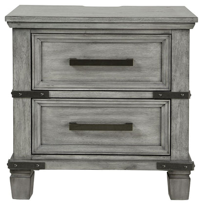 Russelyn - Gray - Two Drawer Night Stand - Hornell Furniture Outlet