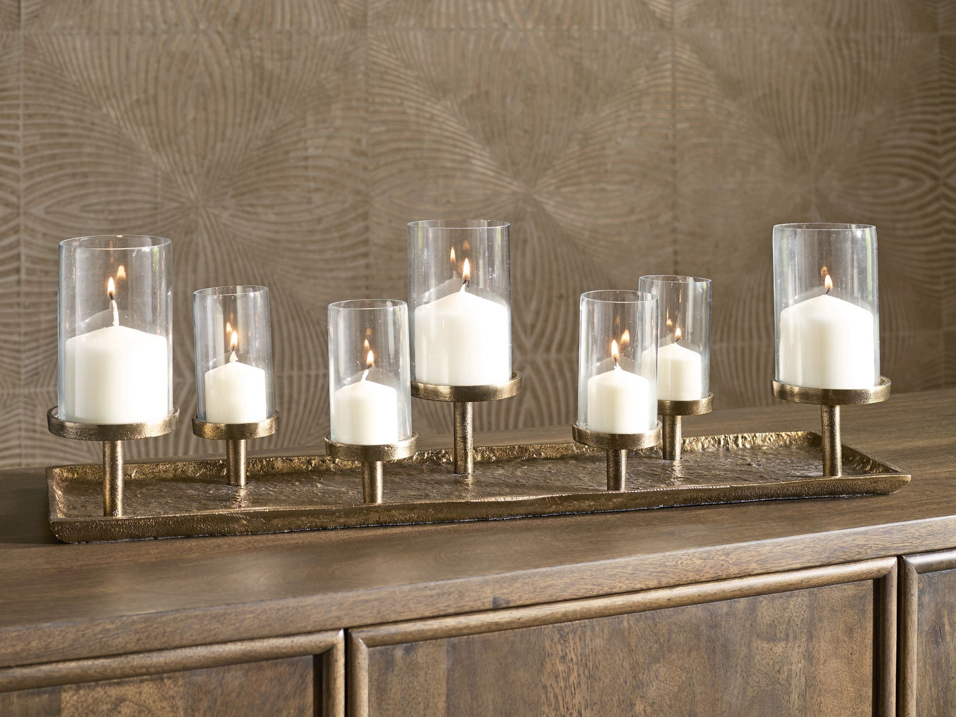 Wallmond - Antique Brass Finish - Candle Holder - Hornell Furniture Outlet