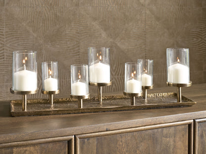 Wallmond - Antique Brass Finish - Candle Holder - Hornell Furniture Outlet