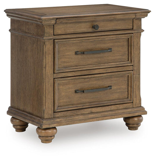 Karallin - Three Drawer Night Stand - Medium Brown - Hornell Furniture Outlet