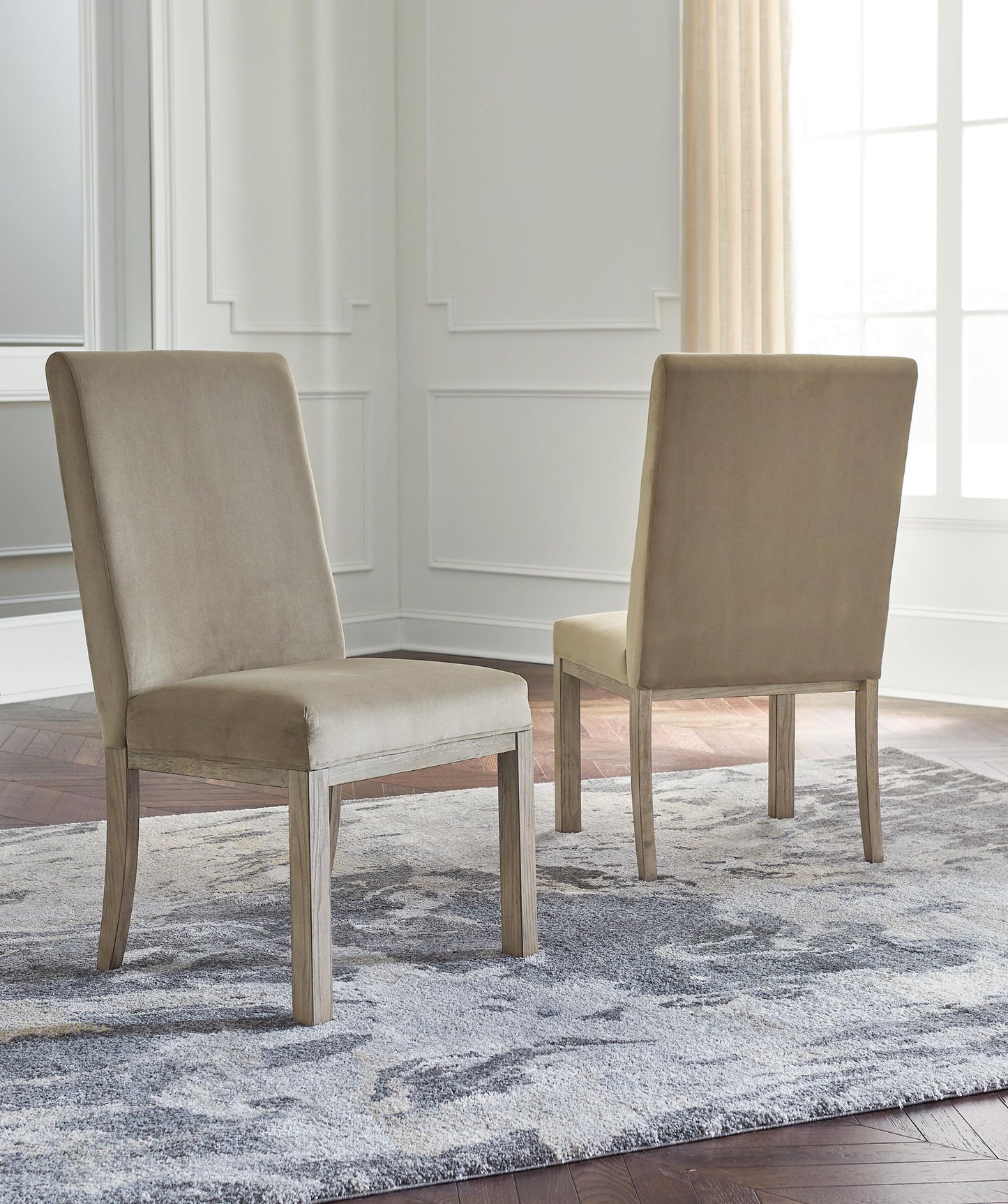 Chrestner - Dining UPH Side Chair (Set of 2) - Gray / Brown - Hornell Furniture Outlet