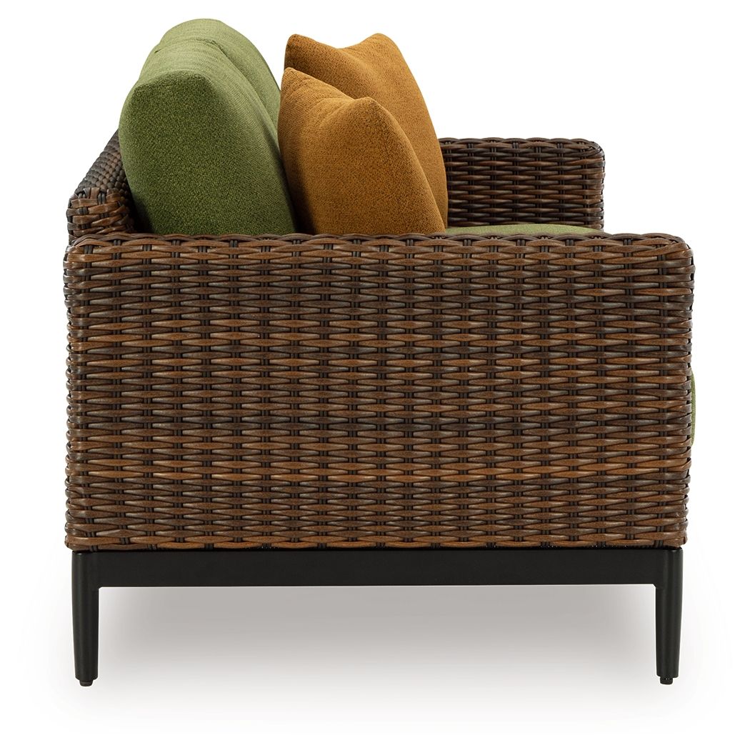 Horizon Hall - Brown / Green - Loveseat With Cushion - Hornell Furniture Outlet