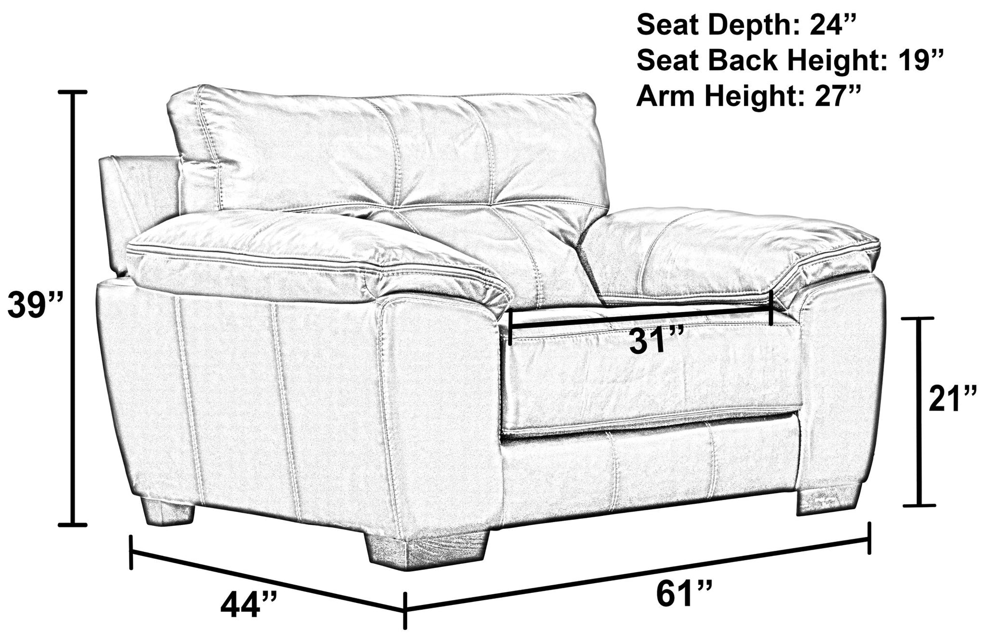 Hudson - Chair and a Half - Hornell Furniture Outlet