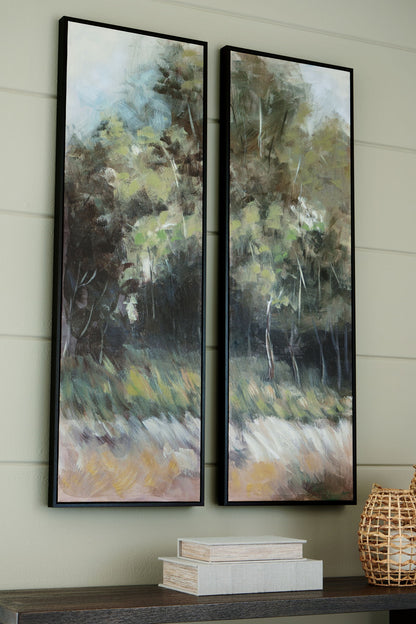 Dansot - Green / Brown - Wall Art Set (Set of 2) - Hornell Furniture Outlet
