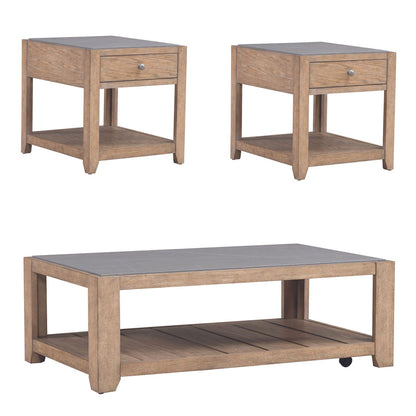 Millstone - 3 Piece Set (1 Cocktail 2 End Tables) - Light Brown - Hornell Furniture Outlet
