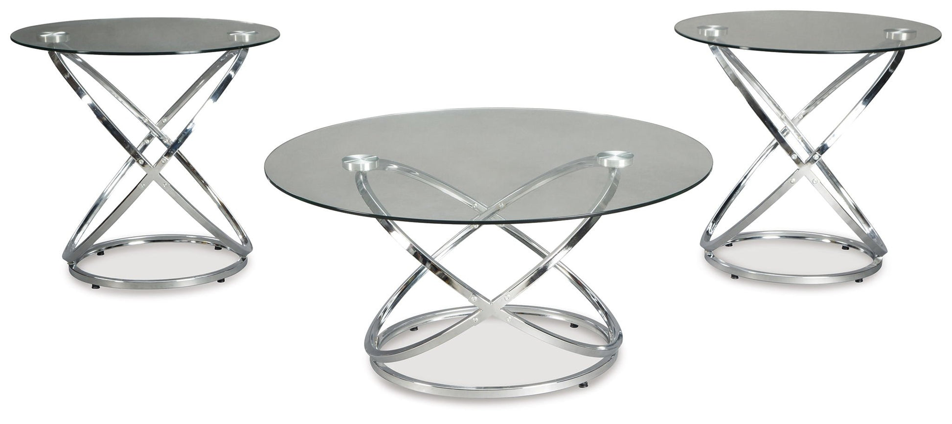 Hollynyx - Chrome Finish - Occasional Table Set (Set of 3) - Hornell Furniture Outlet